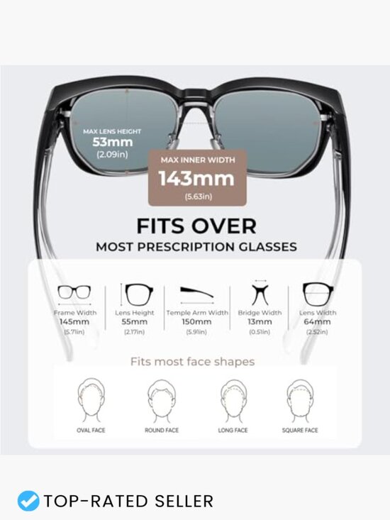 Fit Over Glasses Sunglasses Polarized UV400 Driving Shades Oversized Wrap